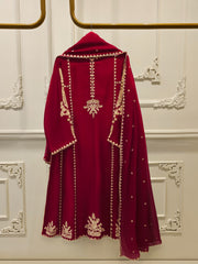 3 Piece - Pure Embroidered Cotton Net Suit S113393