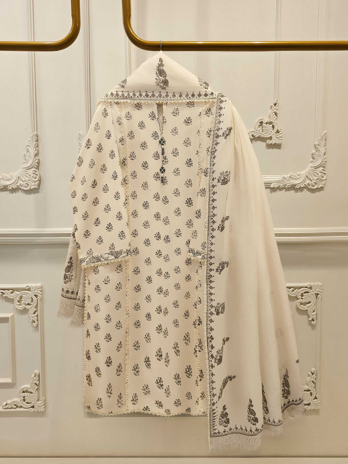 3 Piece - Hand Block Printed Kora Cotton Suit  S113596