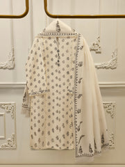 3 Piece - Hand Block Printed Kora Cotton Suit  S113596