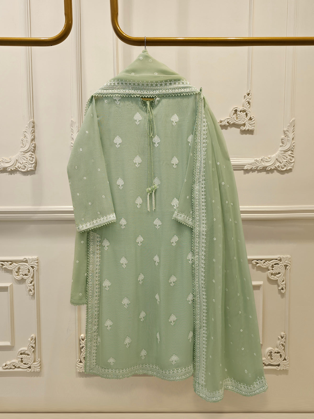 3 Piece - Pure Embroidered Cotton Net Suit S113595