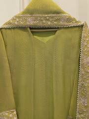 3 Piece - Pure Embroidered Cotton Net Suit S113986