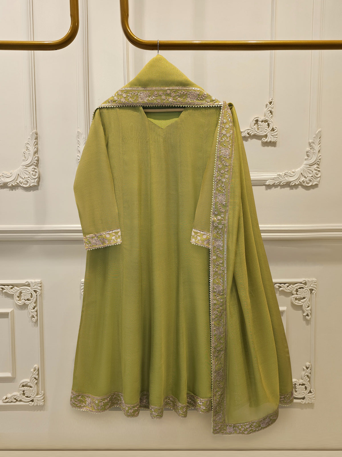 3 Piece - Pure Embroidered Cotton Net Suit S113986