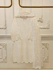 (Unstitched) 3 Piece - Pure Embroidered Cotton Net Suit S114058