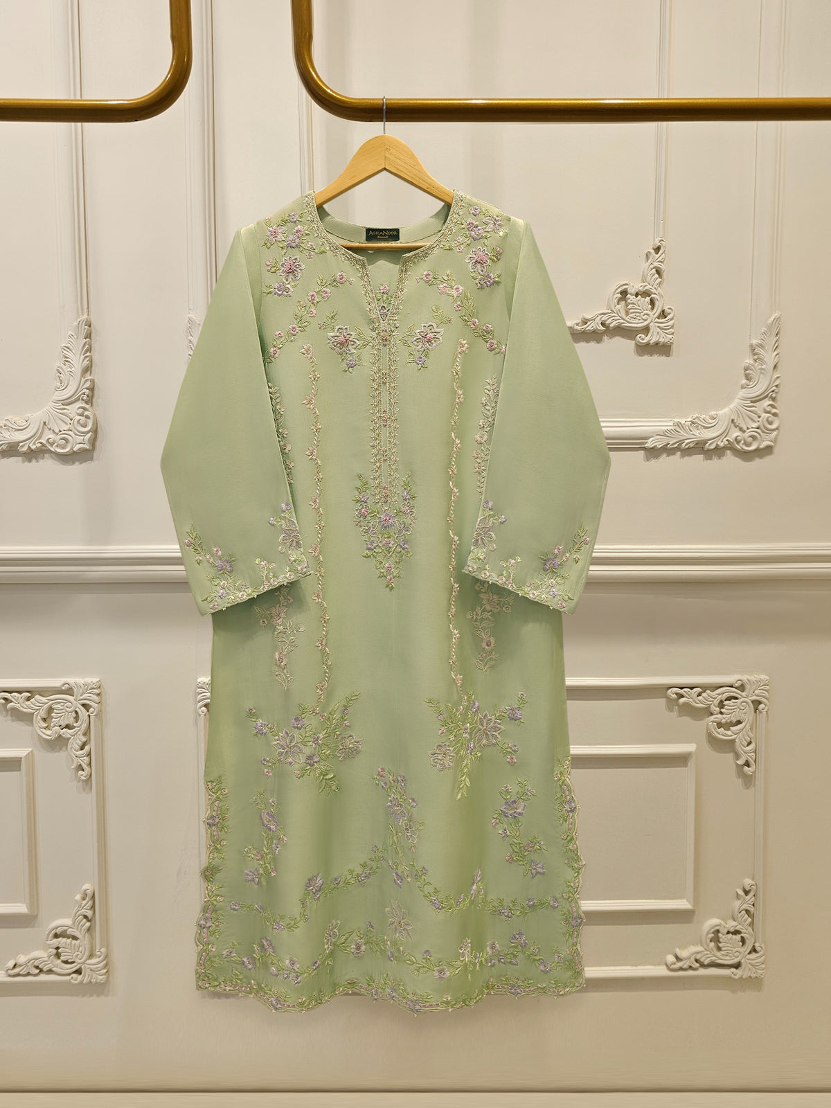 Pure Embroidered Sheesha Silk Shirt S114062