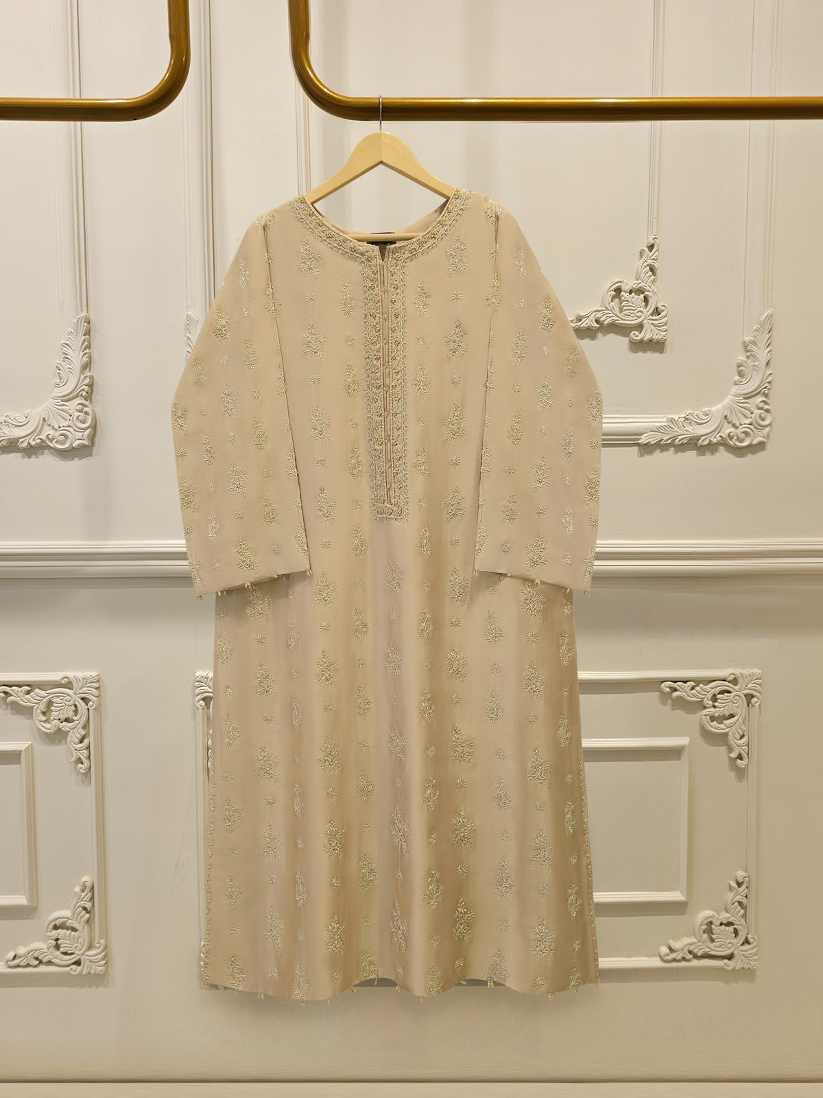 Pure Embroidered Sheesha Silk Shirt S114203