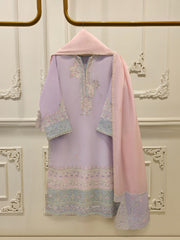 3 Piece - Embroidered Kora  Cotton Suit WS00305