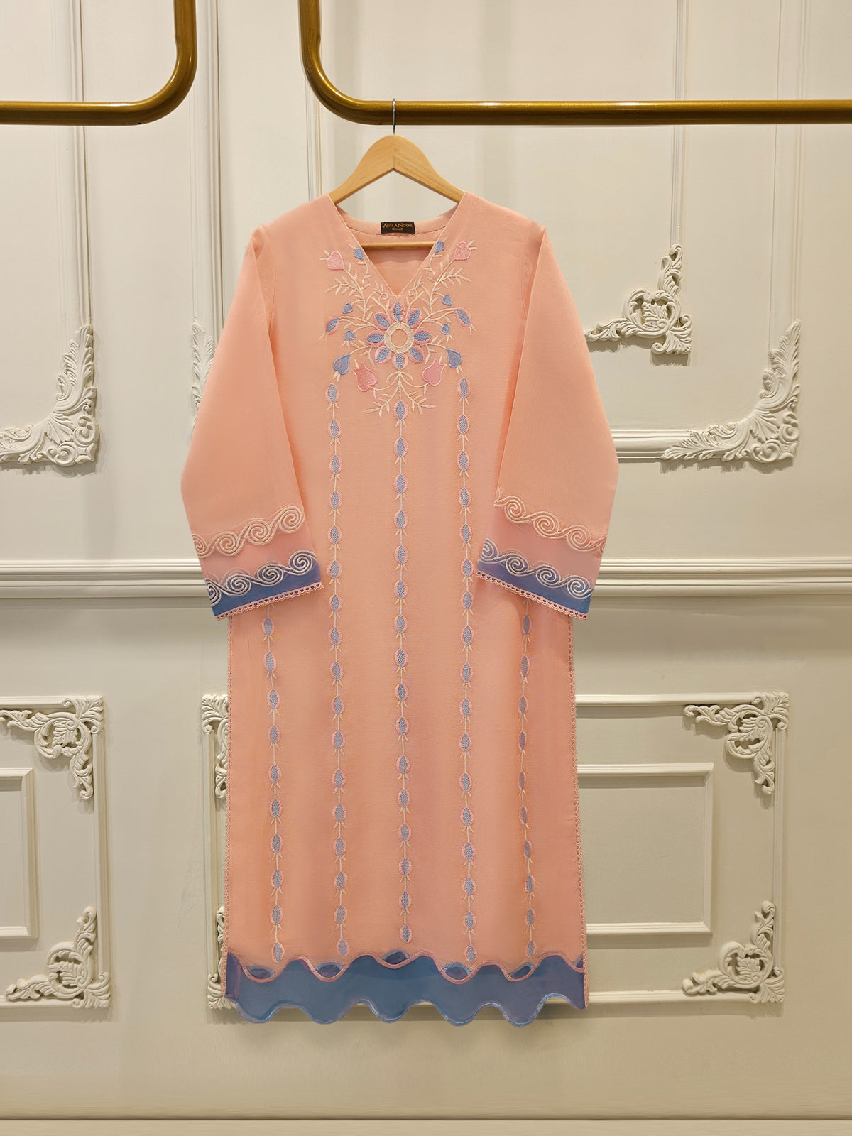 Mini Net Suit 2 Piece - Pure Embroidered Cotton Net Suit S114248 – Aghanoorinternational
