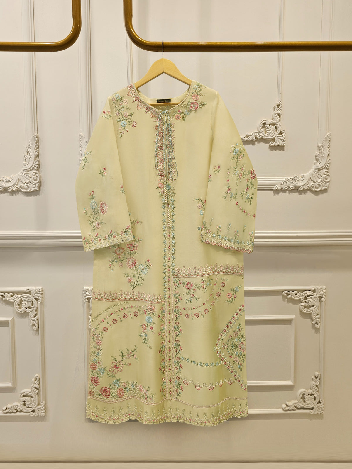 Pure Embroidered Sheesha Silk Shirt S114269