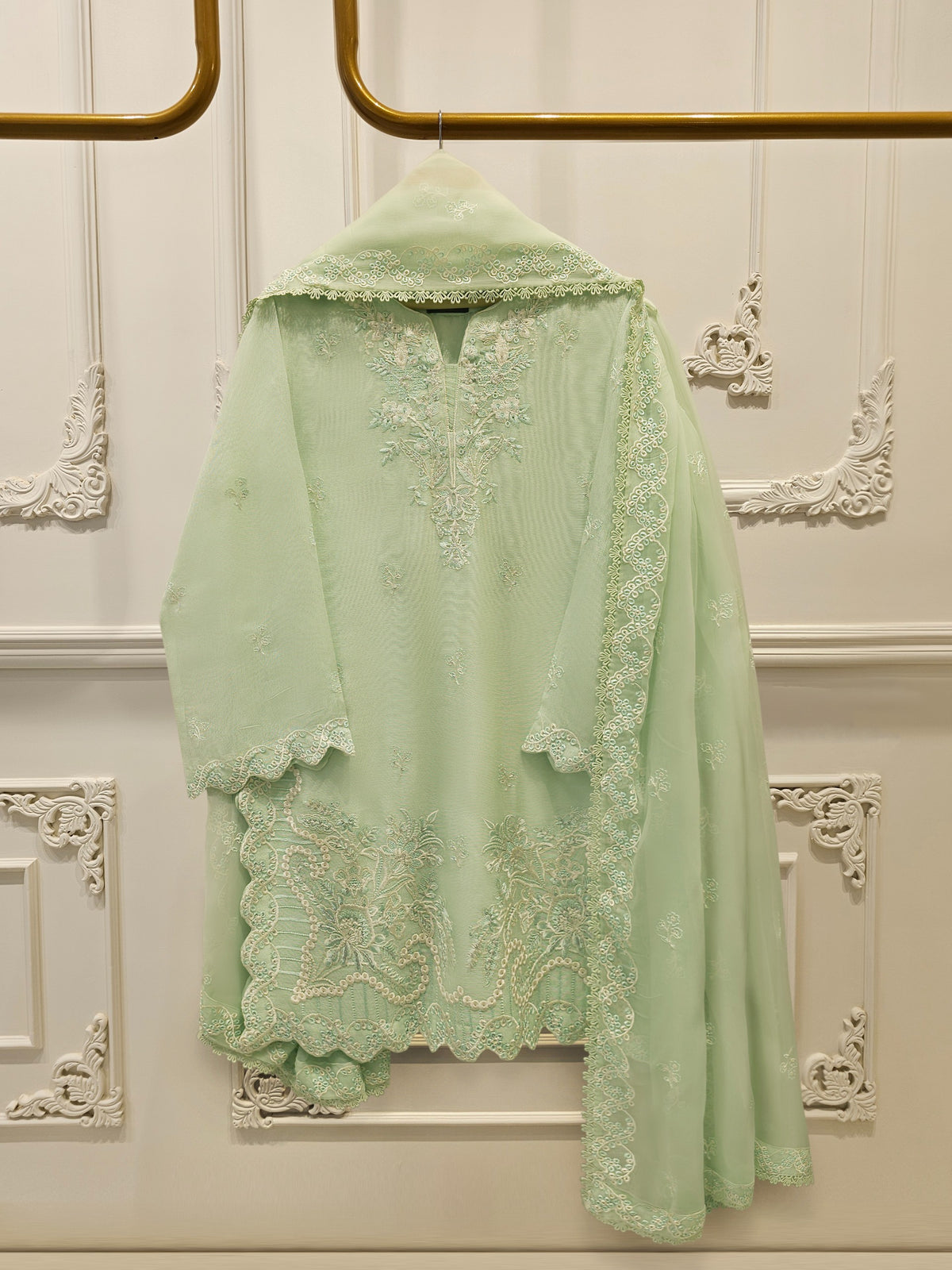 3 Piece - Pure Embroidered Cotton Net Suit S114250