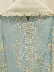 3 Piece - Pure Embroidered Cotton Net Suit S114254