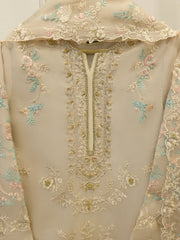3 Piece - Pure Organza Embroidered Suit S114277