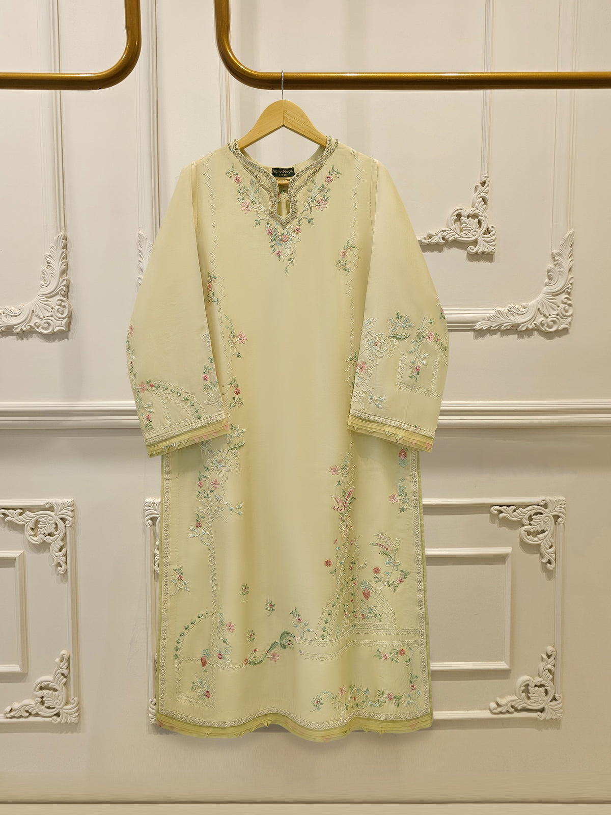 Pure Embroidered Sheesha Silk Shirt S114279