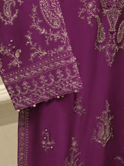 3 Piece- Pure Sheesha Silk Embroidered Suit S114490