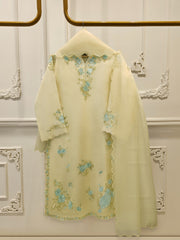 3 Piece - Pure Organza Embroidered Suit S114530