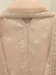3 Piece - Pure Organza Embroidered Suit S114615