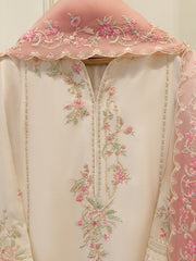 3 Piece- Pure  shisha Silk Embroidered Suit S114948