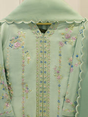 3 Piece- Pure  Shisha Silk Embroidered Suit S114923