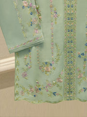3 Piece- Pure  Shisha Silk Embroidered Suit S114923
