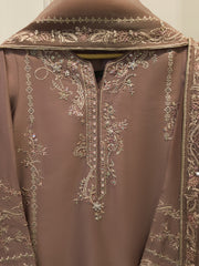3 Piece- Pure  Shisha Silk Embroidered Suit S115014