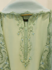 3 Piece- Pure  Shisha Silk Embroidered Suit S115038