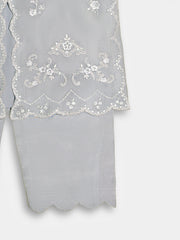 (Kids) 3 Piece -Embroidered  Pure Cotton Net Suit KD-076
