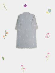 (Kids) 3 Piece -Embroidered  Pure Cotton Net Suit KD-076