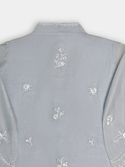 (Kids) 3 Piece -Embroidered  Pure Cotton Net Suit KD-076