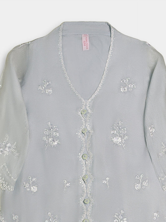 (Kids) 3 Piece -Embroidered  Pure Cotton Net Suit KD-076
