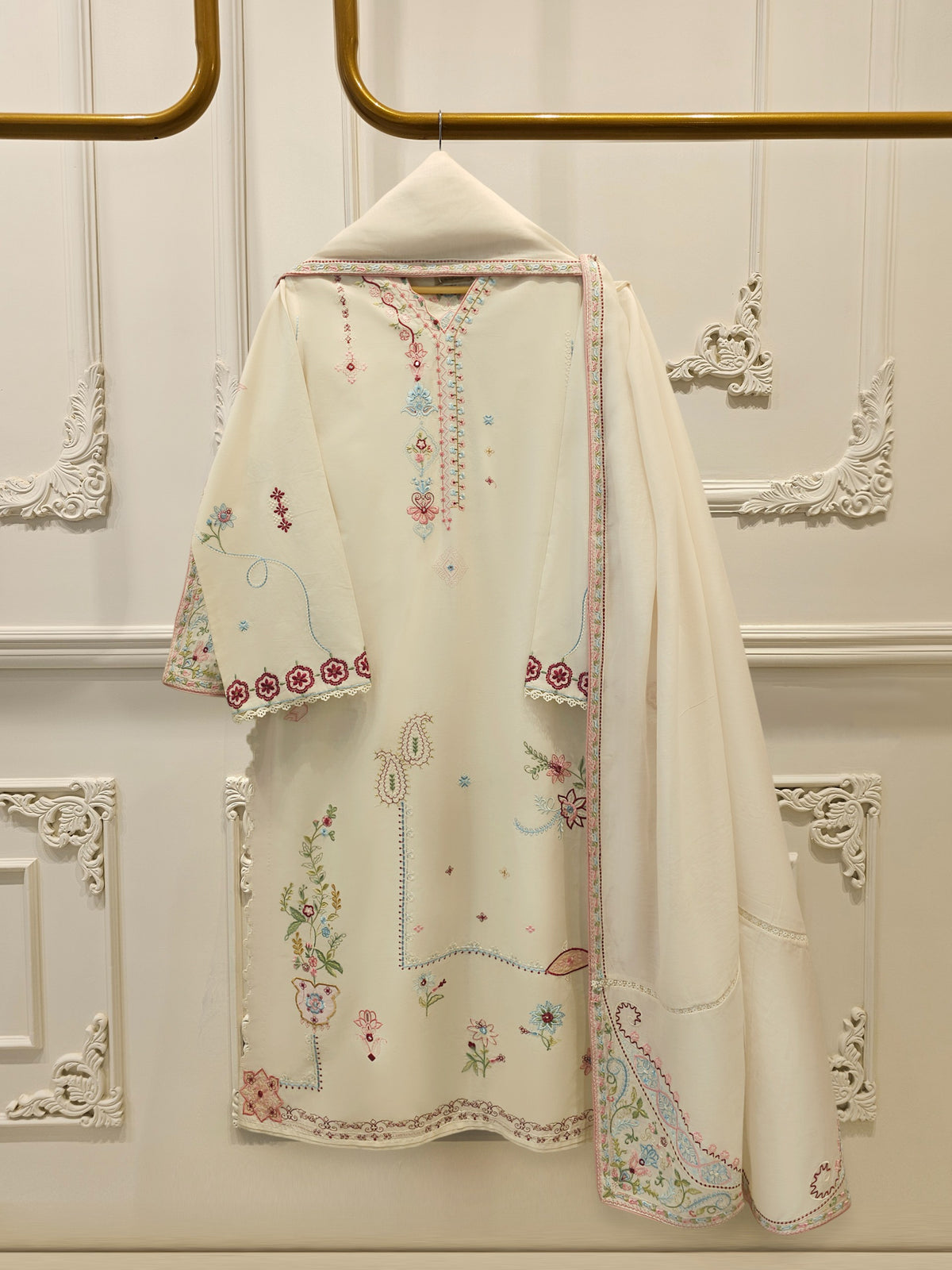 2 Piece - Embroidered Kora Cotton Suit WS00347