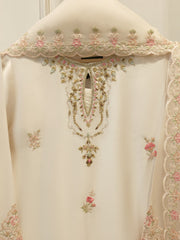 3 Piece- Pure  Shisha Silk Embroidered Suit S115086