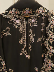 3 Piece- Pure  Shisha Silk Embroidered Suit S115087
