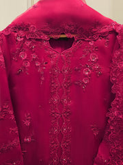3 Piece - Pure Organza Embroidered Suit S115248