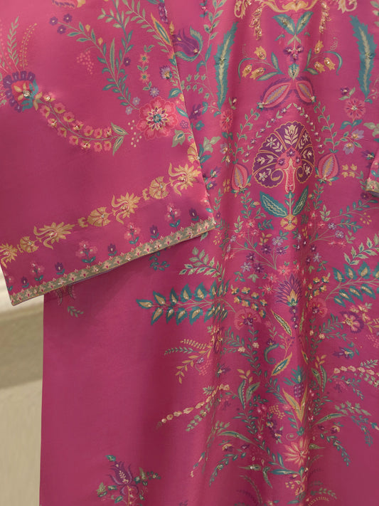 2-Piece Pure Printed Silk Suit with Khadi Silk Pants S115259
