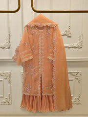 3 Piece - Pure Organza Embroidered Suit S115289