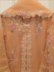3 Piece - Pure Organza Embroidered Suit S115289