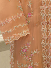 3 Piece - Pure Organza Embroidered Suit S115289