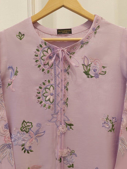 2 Piece- Pure Korean Silk Embroidered Suit S115311