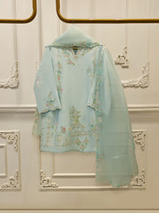 3 Piece- Pure  Sheesha Silk Embroidered Suit S115328