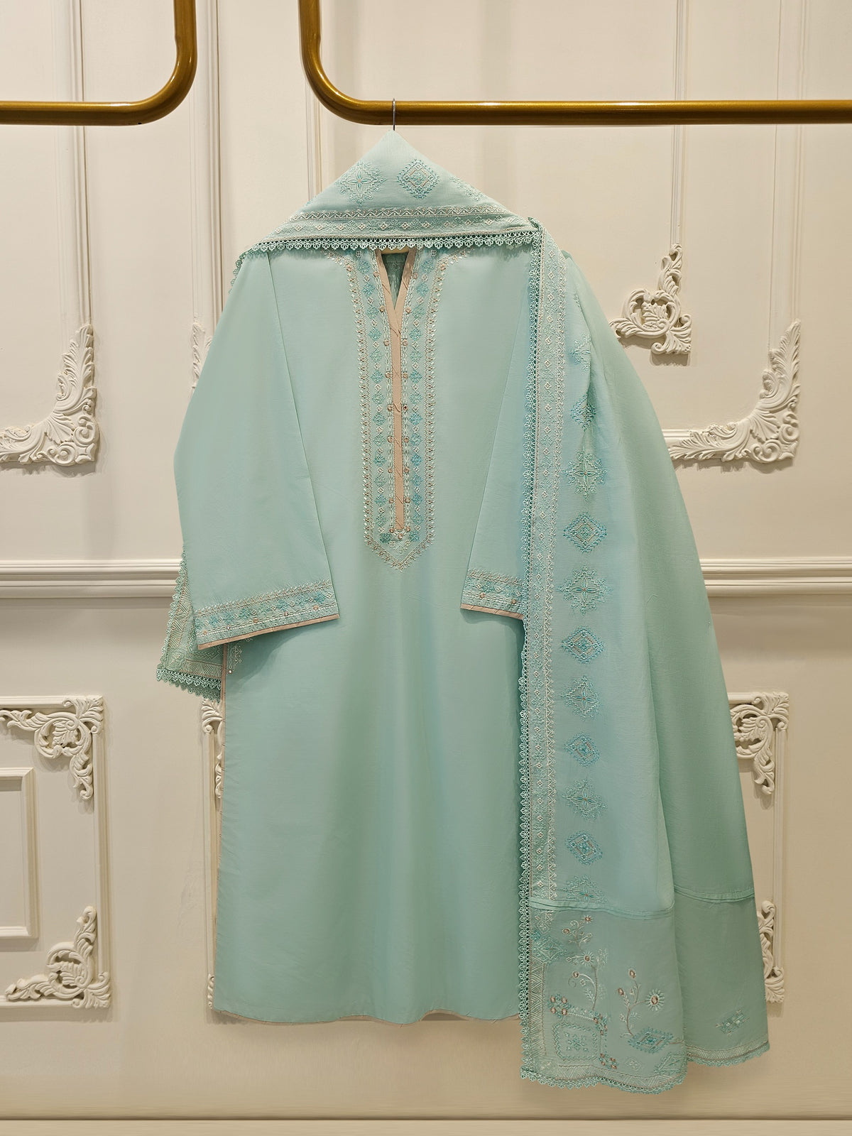 2 Piece - Embroidered Cambric Suit S115334