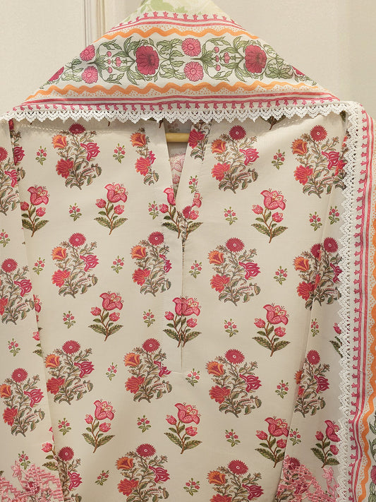 3 Piece -Embroided Digital Printed Cambric Suit S115368