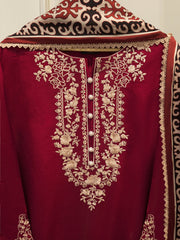 3 Piece- Pure  Korean Silk Embroidered Suit S115376