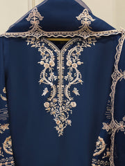 3 Piece- Pure  Sheesha Silk Embroidered Suit S115399
