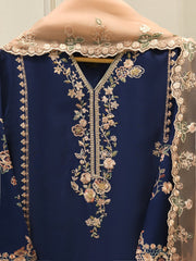 3 Piece- Pure  Sheesha Silk Embroidered Suit S115403