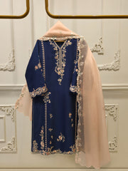 3 Piece- Pure  Sheesha Silk Embroidered Suit S115403