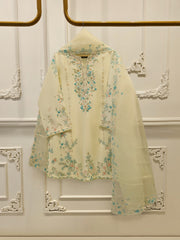 3 Piece- Pure  Sheesha Silk Embroidered Suit S115406