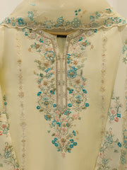 3 Piece- Pure  Sheesha Silk Embroidered Suit S115406