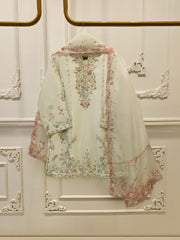 3 Piece- Pure  Sheesha Silk Embroidered Suit S115407