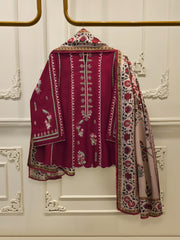 3 Piece- Pure Korean Silk Embroidered Suit S115414