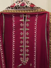 3 Piece- Pure Korean Silk Embroidered Suit S115414
