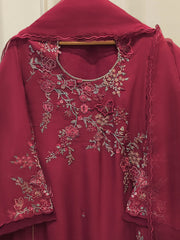 3 Piece - Embroidered Khaddi Silk Suit WS00414